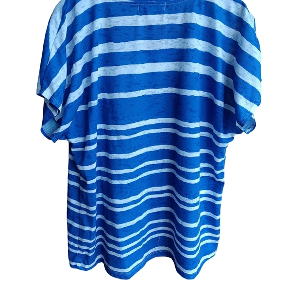 Christopher & Banks Blue and White Striped Short Sleeve Tee XL - Picture 2 of 8